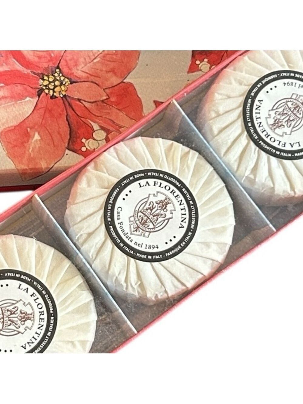 La Florentina Vanilla Sandlewood Bar Luxury Soap Set of 3 Made in Italy - Picture 2 of 7